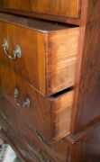 A George I English chest on chest, walnut and pine with cockbeaded trim, concave moulded base rail, attractive cast brass drop handles (hand made but of a later period) and original brass escutcheons, circa 1725, 170cm high, 98cm wide, 51cm deep - 6