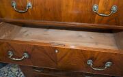 A George I English chest on chest, walnut and pine with cockbeaded&nbsp;trim,&nbsp;concave moulded base rail, attractive cast brass drop handles (hand made but of a later period) and original brass escutcheons, circa 1725, 170cm high, 98cm wide, 51cm deep - 7