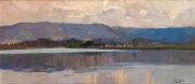 SYDNEY LONG (1871 - 1955), Hawkesbury Reflections, oil on cedar panel, signed and dated 1926 lower right; also inscribed verso on Rosalind Humphries Galleries label, ​​​​​​​24 x 55cm, 42 x 72.5cm overall including frame - 2