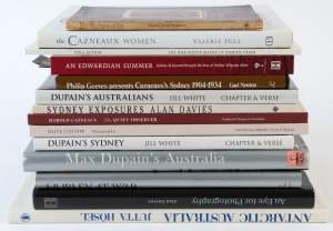 AUSTRALIAN PHOTOGRAPHERS: A collection of books featuring the work of Max Dupain, Sam Hood, Harold Cazneaux, Olive Cotton, Frank Hurley, Damien Parer, and others. Mainly hardcover, (13 vols.).