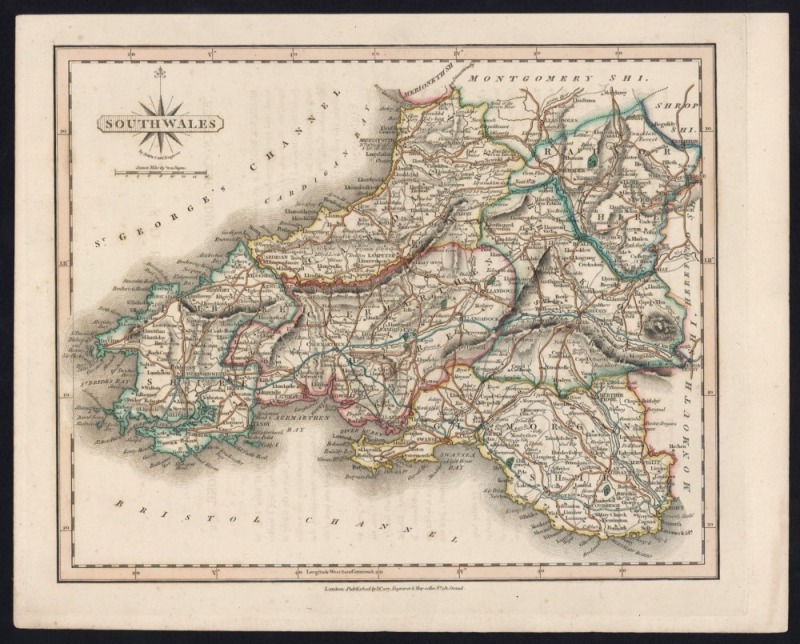 ENGLISH COUNTY MAPS including Durham, Glamorganshire, Gloucestershire, Monmouthshire, South Wales, etc. (8); various publishers, late 18th - mid-19th Century.