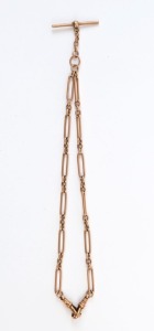 HENRY YOUNG antique rose gold Albert fob chain, 19th century, rare, stamped "H. YOUNG", 37cm long, 19.6 grams