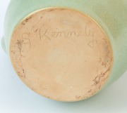 SADIE KENNEDY green and pink glazed pottery jug with sgraffito gumnut decoration, incised "S. Kennedy", ​​​​​​​15.5cm high - 3