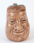 BENDIGO POTTERY face jug with brown and blue glaze, stamped "Bendigo Pottery", 14cm high, PROVENANCE: Private Collection Bendigo - 2