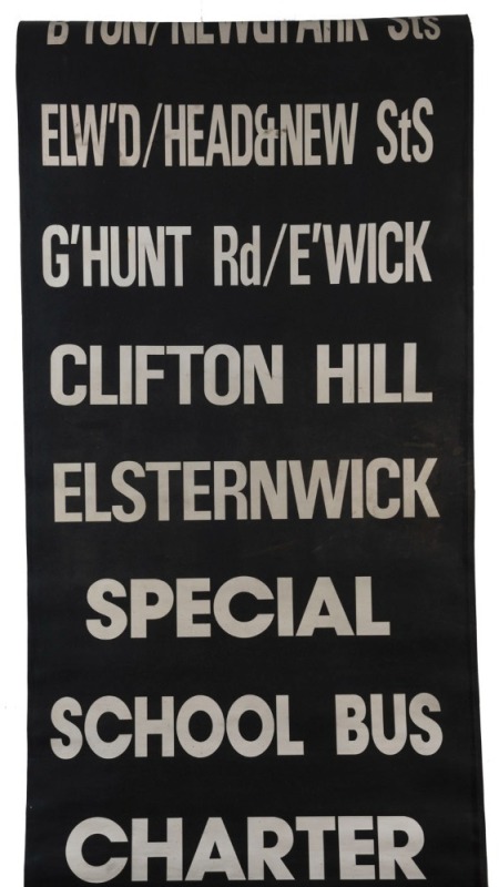 MELBOURNE BUS DESTINATION ROLL: circa 1989, Elwood Depot, destinations ...