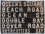 SYDNEY TRAM DESTINATION ROLLS: circa 1960s, Watsons Bay area destinations including Elizabeth Street, Kings Cross, Rushcutters Bay, Vaucluse, Circular, Cricket Ground, Beach Road, Grosvenor Street, Maroubra Junction; 50cm wide, 1195cm long. Together with - 2