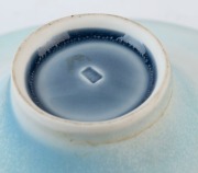 VICTOR GREENAWAY blue glazed ceramic fruit bowl, impressed seal mark to base, ​​​​​​​11cm high, 25cm wide - 2