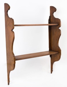 Antique Australian stained pine wall shelves, late 19th century, 70cm high, 51cm wide, 15cm deep