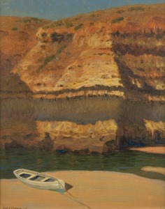 GUSTAV A. BARNES (1877-1921), (the old boat), oil on board, signed lower left "Gus. A. Barnes, '12", 38 x 29cm, 63 x 53cm overall