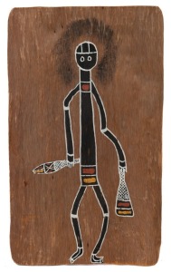 ARTIST UNKNOWN, North Queensland, circa 1980, ​​​​​​​ painting on bark, 35 x 21cm.