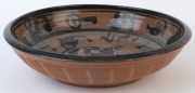 REG PRESTON&nbsp;studio pottery bowl with hand-painted musical design, incised "Preston", ​​​​​​​7cm high, 27.5cm diameter - 2