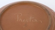 REG PRESTON&nbsp;studio pottery bowl with hand-painted musical design, incised "Preston", ​​​​​​​7cm high, 27.5cm diameter - 3