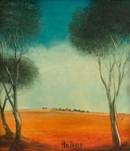 KEVIN CHARLES (PRO) HART (1928-2006), Ivanhoe Landscape, oil on board, signed lower centre "Pro Hart", 28 x 24cm, 43 x 40cm overall