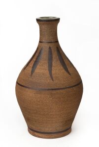 HAROLD HUGHAN pottery vase with geometric design, signed "Hughan" with additional Glen Iris monogram, 26cm high