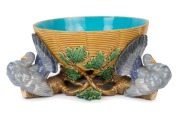 MINTON majolica "Dove" centrepiece bowl, circa 1870s, ​​​​​​​14cm high, 28cm wide