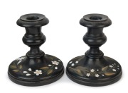 A pair of Italian "Grand Tour" pietra dura candlesticks, 19th century, ​​​​​​​12cm high