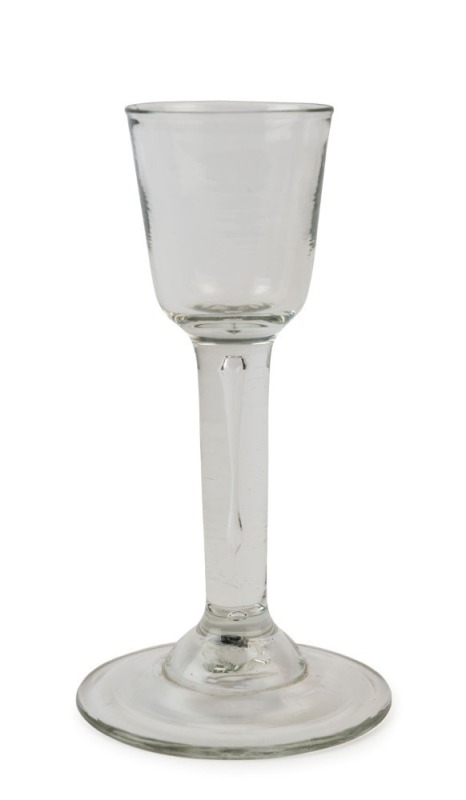 An antique English glass with air bubble stem, 18th/19th century, 14.5cm high