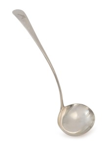 A Georgian sterling silver ladle by Peter, Ann and William Bateman of London, circa 1826, 32cm long, 166 grams