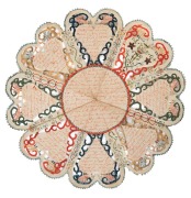 GERMAN SCHERENSCHNITTE LIEBESBRIEFE: cut paper decorated love letter, divided into 8 hearts with turtle doves above, with a central circular message area; 36cm diameter, dated 1780.