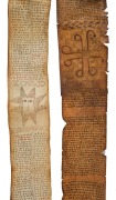 A Pair of Ethiopian protective scrolls. Vegetable dyes and ink on vellum. Classical Ethiopic language (Ge'ez), comprises a prayer designed to protect a young man against evil spirits which are causing suffering. The scroll would have been composed by a pr - 2