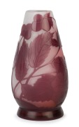 GALLE French Art Nouveau miniature purple floral cameo glass vase, early 20th century, signed "Galle", 8.5cm high - 2