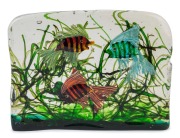 CENEDESE "Aquarium" Murano glass fish block by ALFREDO BARBINI, circa 1960, an impressive 24cm high, 32cm wide, 7cm deep