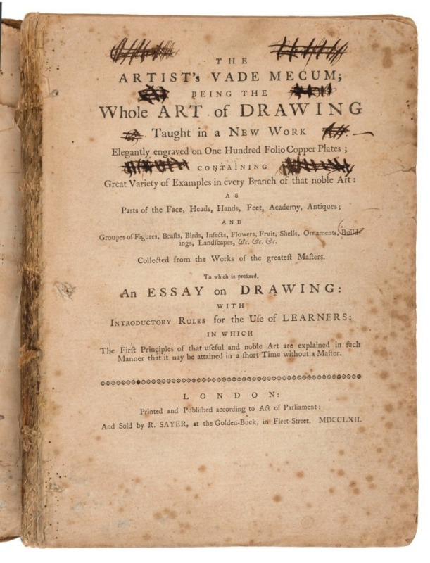 ROBERT SAYER, (1725-1794) The Artist’s Vade Mecum; being the whole Art of Drawing, taught in a new work, elegantly engraved on one hundred folio copper plates; containing great variety of examples in every branch of that noble art; as parts of the face, h