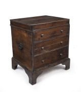 An antique English oak commode, mid 18th century, ​56cm high, 48cm wide, 38cm deep