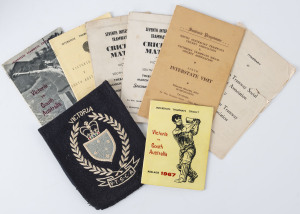 VICTORIAN TRAMWAYS SOCIAL CRICKET ASSOCIATION: 1952-73 small ephemeral collection comprising a V.T.S.C.A. blazer pocket, various itineraries and programmes with team lists, etc. (8 items).