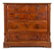 An antique Australian huon pine five drawer chest with Gothic pilasters, 19th century, ​​​​​​​103cm high, 107cm wide, 46cm deep