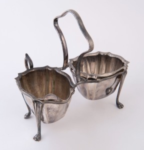 A vintage silver plated sugar and cream strawberry set, 20th century, 18cm high, 20cm wide overall