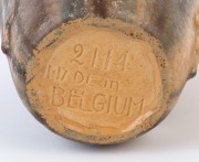 A Belgian brown glaze pottery jug with oak leaf decoration, circa 1930, 18cm high - 2