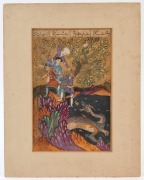 An antique Persian double-sided illuminated manuscript page, 18th/19th, mounted and affixed with tape on the margins, ​​​​​​​24 x 15cm, sheet size 29 x 16cm - 2