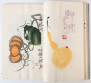 QI BAISHI: A collection of woodblock colour prints on ricepaper by Qi Baishi, Zhang Daqian, Chen Shizeng in two volumes with paper wrappers. Each volume with calligraphy “Beijing Rong Bao Zhai new edit of selected painting series. 91 years old Baishi old - 4