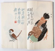 QI BAISHI: A collection of woodblock colour prints on ricepaper by Qi Baishi, Zhang Daqian, Chen Shizeng in two volumes with paper wrappers. Each volume with calligraphy “Beijing Rong Bao Zhai new edit of selected painting series. 91 years old Baishi old - 5