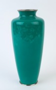 ANDO green cloisonné vase with floral frieze, 20th century, circular Ando mark to base, 25cm high