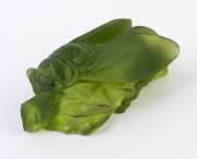 An Art Nouveau antique green glass cicada figure, most likely French, 19th/20th century, 5cm high, 12.5cm long