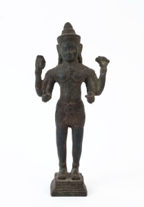 KHMER bronze statue, Cambodian origin, 19th/20th century, ​​​​​​​25cm high
