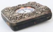 An antique sterling silver cased watch case and pocket watch with enamel dial, late 19th century, ​​​​​​​12cm high - 2