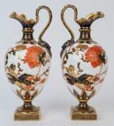 ROYAL CROWN DERBY pair of antique English porcelain ewers, 19th century, red factory mark to bases, ​​​​​​​27cm high - 3