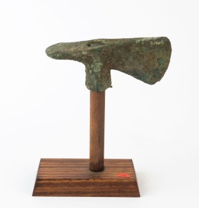 A Bactrian bronze axe head, circa 2nd to 1st Millennium B.C.   5cm high, 16cm high overall