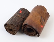 A Pair of Ethiopian protective scrolls. Vegetable dyes and ink on vellum. Classical Ethiopic language (Ge'ez), comprises a prayer designed to protect a young man against evil spirits which are causing suffering. The scroll would have been composed by a pr - 4