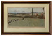 CECIL ALDIN (1870-1935), (fox hunting scene), colour lithograph,  signed in pencil lower left, 38 x 67cm, 62 x 93cm overall - 2