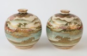 SATSUMA pair of Japanese earthenware spherical vases, Meiji period, 20th century, ​​​​​​​11cm high - 2