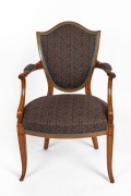 A Hepplewhite style mahogany elbow chair with shield shaped back, 19th/20th century, 58cm across the arms