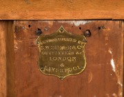 An antique English five drawer chest, satinwood, with brass escutcheons and turned feet, 19th century, with maker's plaque "S. W. Silver & Co, London & Liverpool", 113cm high, 193cm wide, 46cm deep - 2