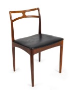 A Danish rosewood skeleton spadeback dining chair with black vinyl seat, circa 1960