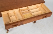 A Danish teak sewing tidy worktable with basket undercarriage, circa 1970, 59cm high, 69cm wide, 43cm deep - 3