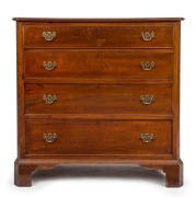 A four drawer mahogany chest with Chippendale style carved chamfered corners and cockbeaded decoration, early 20th century, 92cm high, 92cm wide, 53cm deep