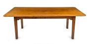 A Georgian style English oak farmhouse table, 20th century, ​​​​​​​75cm high, 214cm wide, 99cm deep